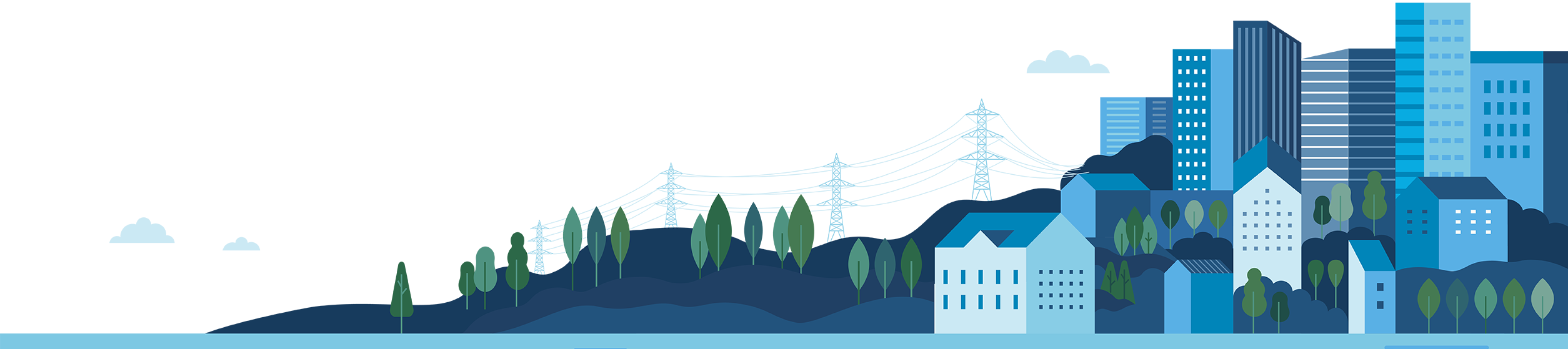 Graphic of a city with a power grid